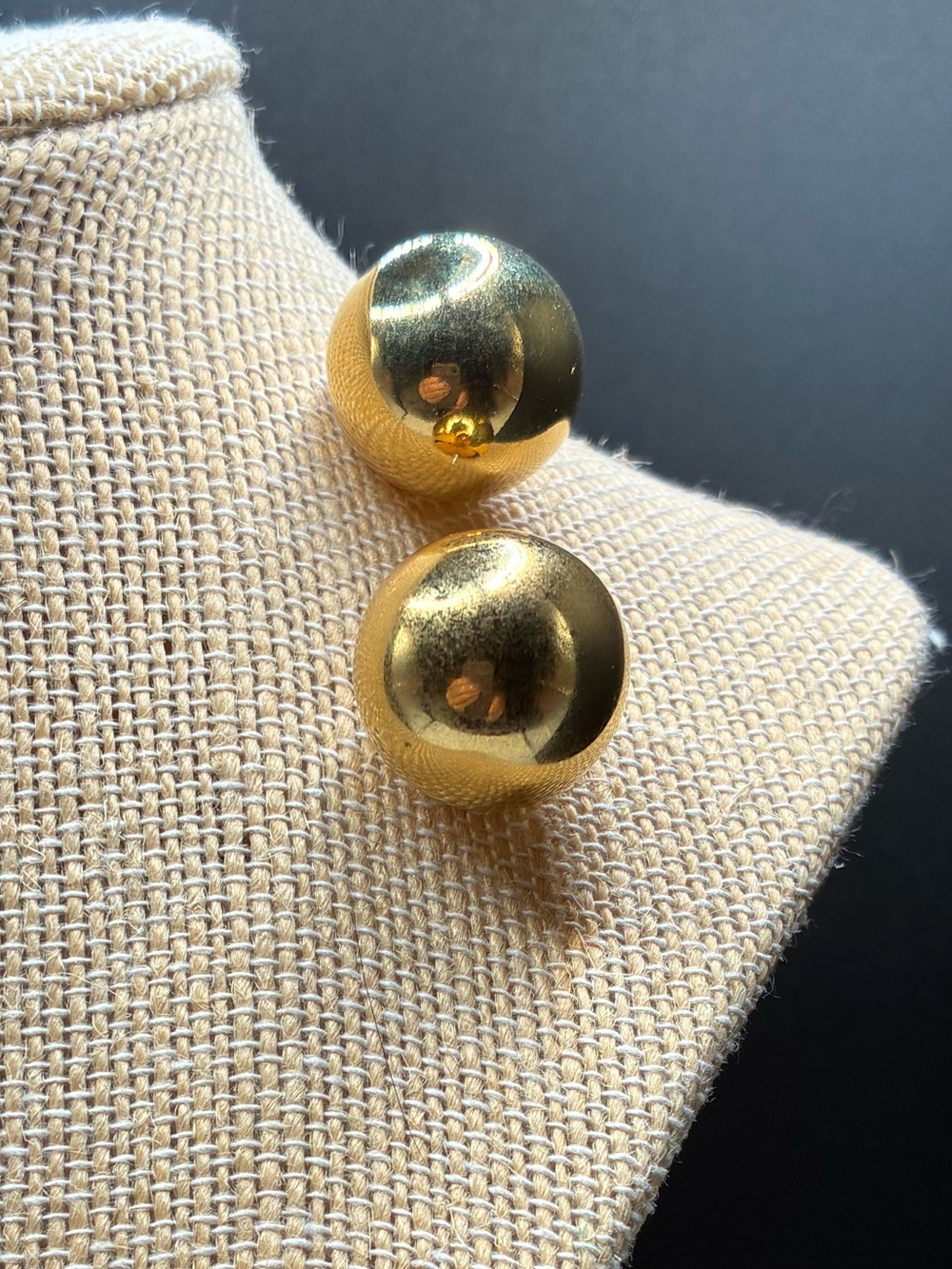 Vintage Large Gold-Tone Ball Stud Earrings